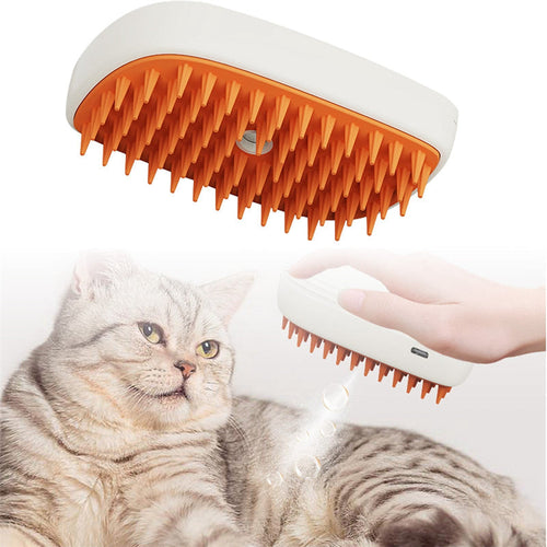 Brosse de Toilettage Vapeur Rechargeable USB pour Animaux – Massage et Soins